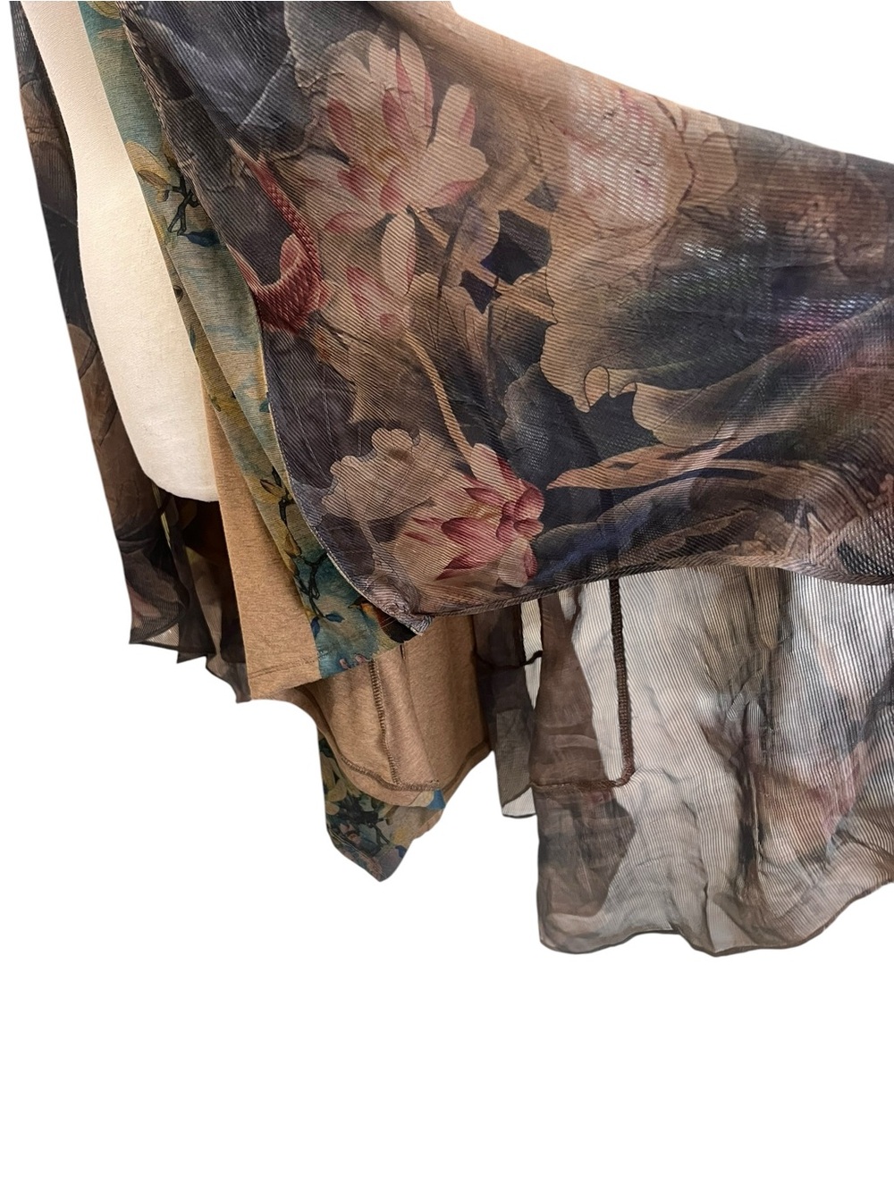 Soft Surroundings Tea Gardens Topper Floral Bird Mesh Open Cardigan XL - Picture 11 of 12